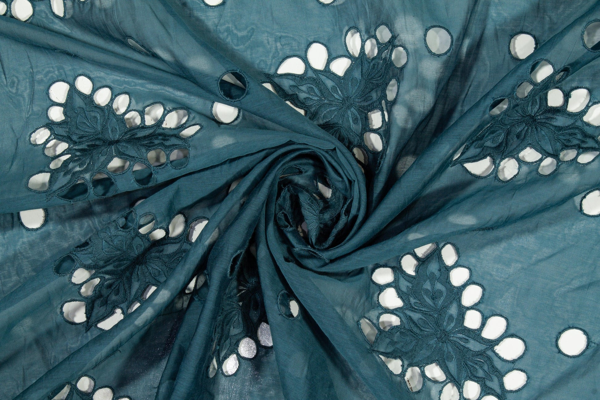 Cotton Voile Eyelet - Teal - Prime Fabrics