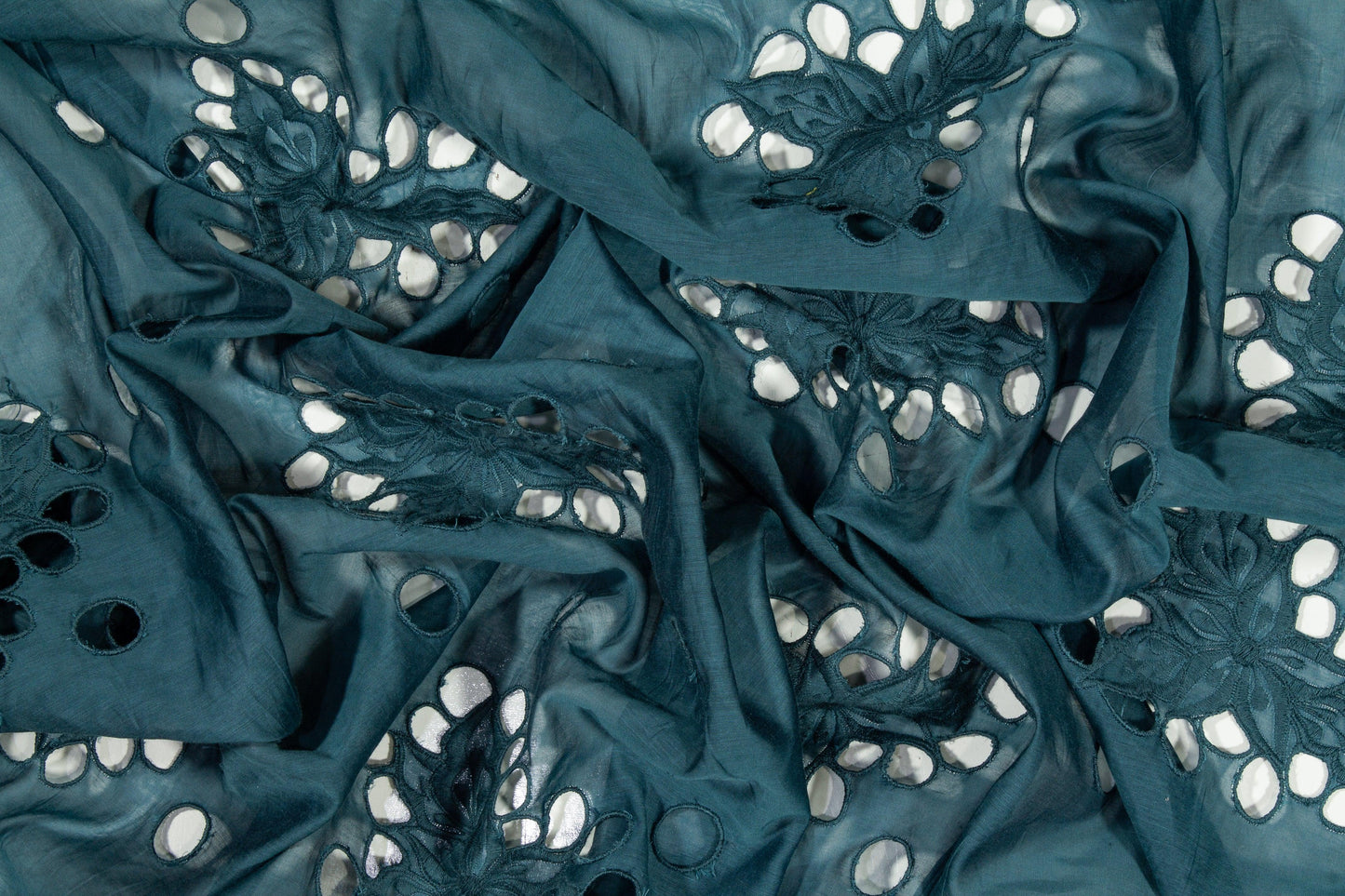 Cotton Voile Eyelet - Teal - Prime Fabrics