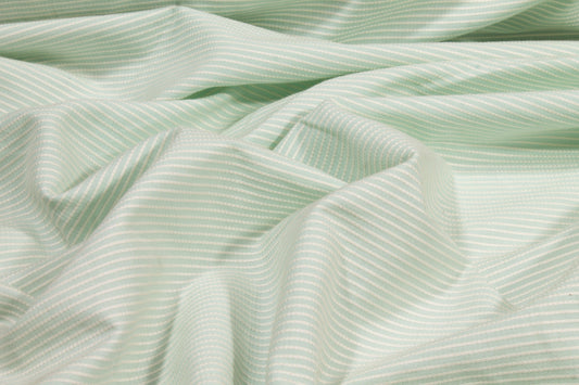 Textured Striped Cotton - Mint Green and White - Prime Fabrics