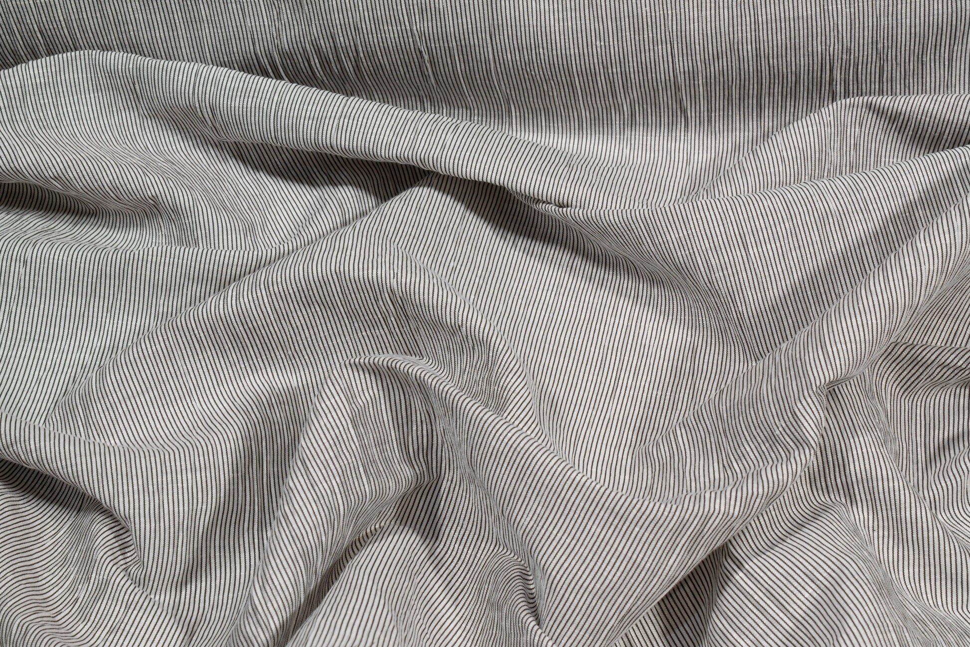Pin Striped Poly Cotton Seersucker - Gray - Prime Fabrics
