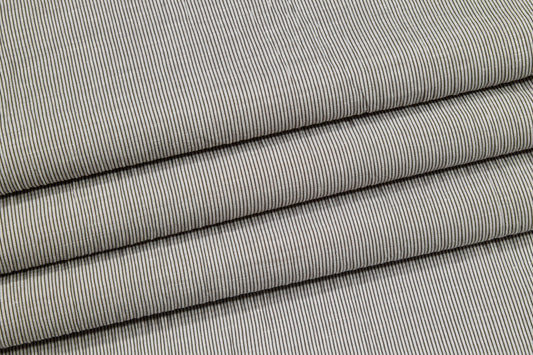 Pin Striped Poly Cotton Seersucker - Gray - Prime Fabrics