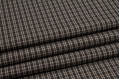 Checked Cotton Shirting - Brown Gray - Prime Fabrics