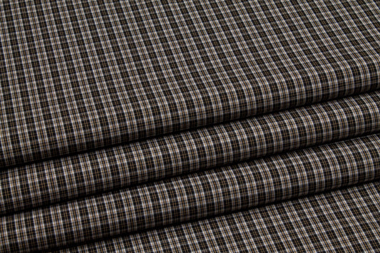 Checked Cotton Shirting - Brown Gray - Prime Fabrics