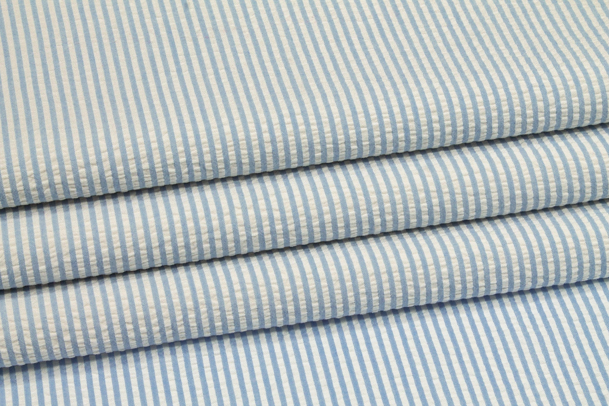 Striped Seersucker Cotton - Blue and White