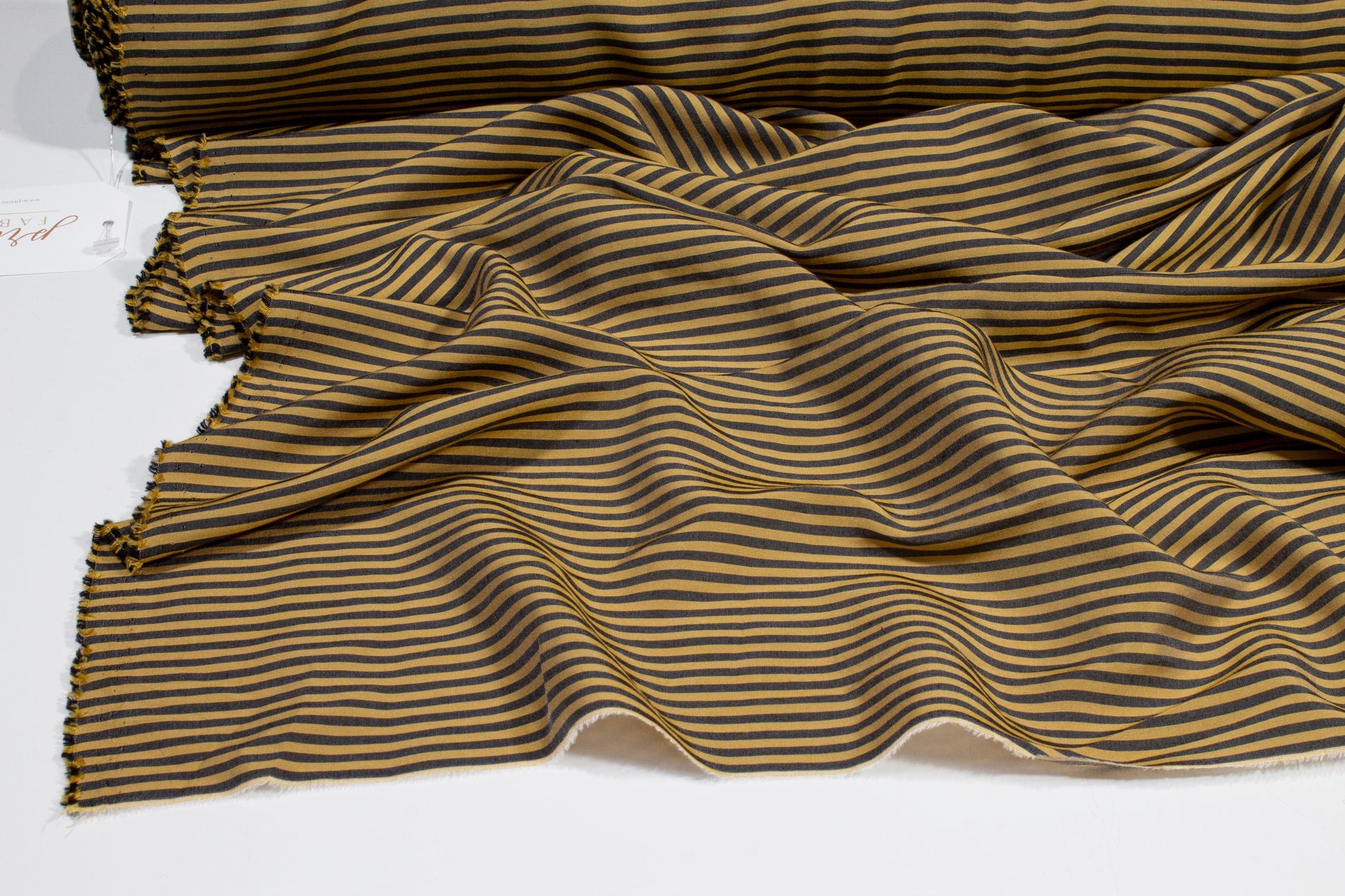 Striped Viscose Shirting - Tan and Gray - Prime Fabrics