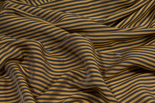 Striped Viscose Shirting - Tan and Gray - Prime Fabrics