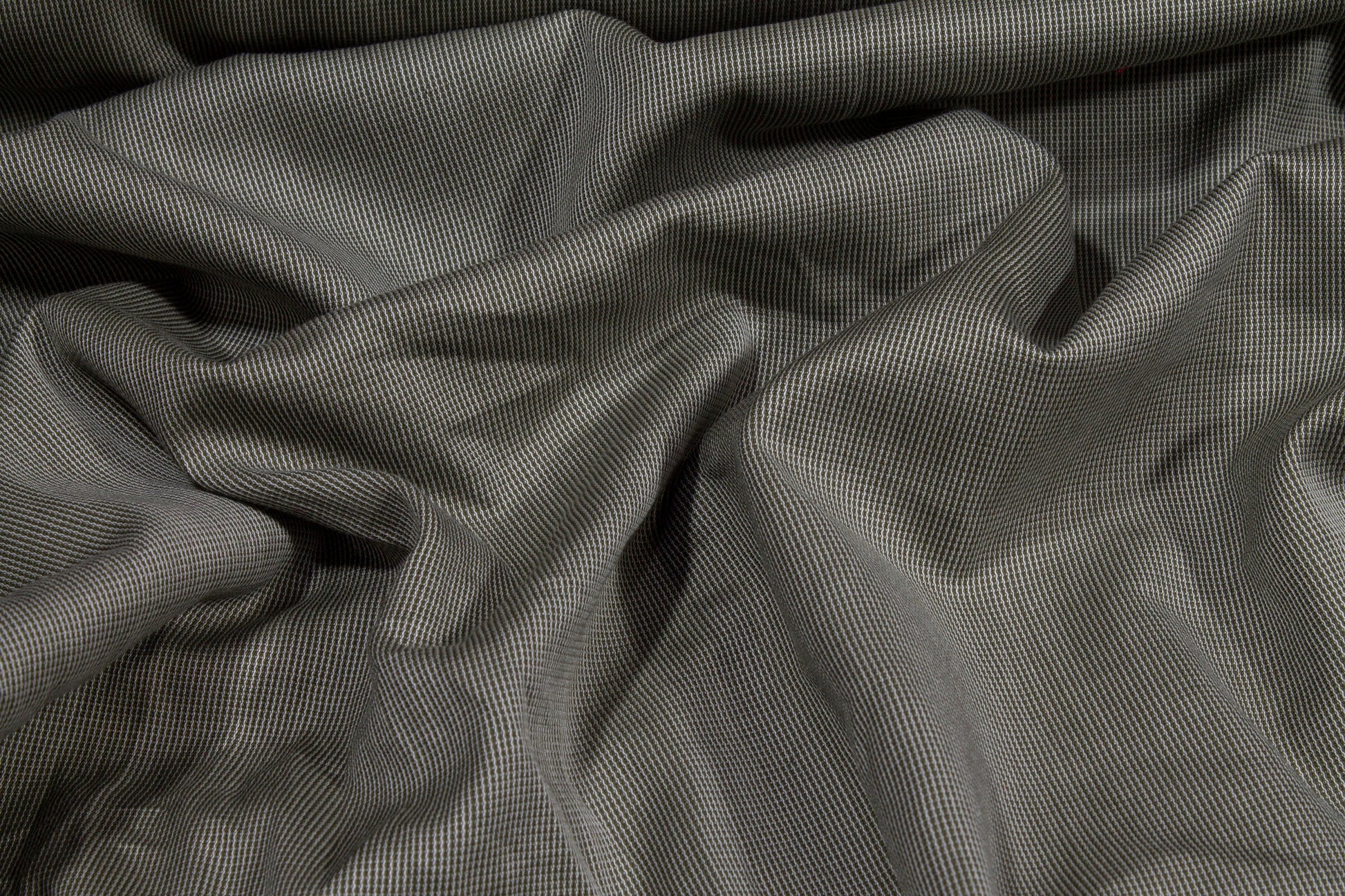 Pin Striped Cotton Shirting - Khaki Green - Prime Fabrics
