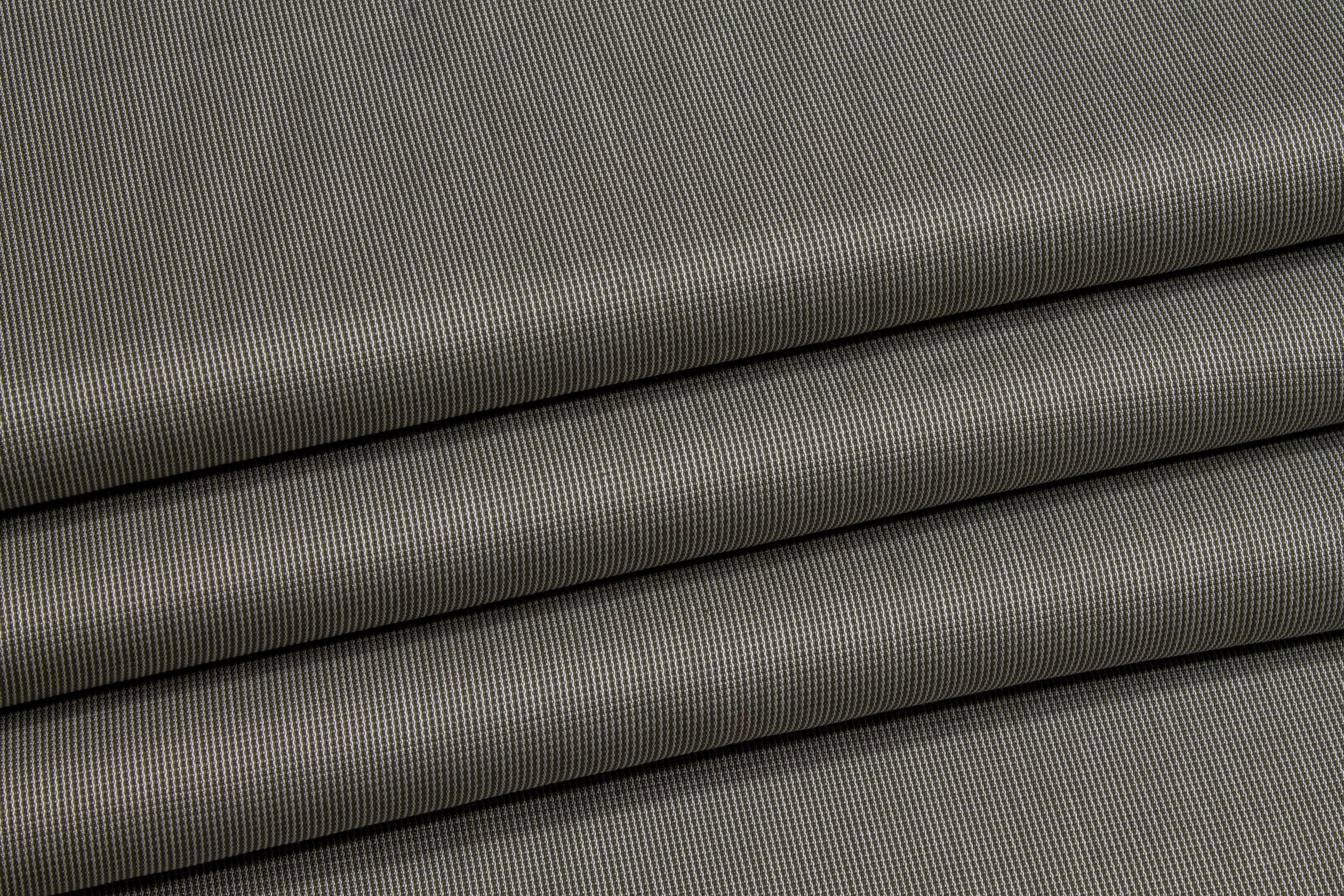 Pin Striped Cotton Shirting - Khaki Green - Prime Fabrics