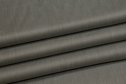 Pin Striped Cotton Shirting - Khaki Green - Prime Fabrics