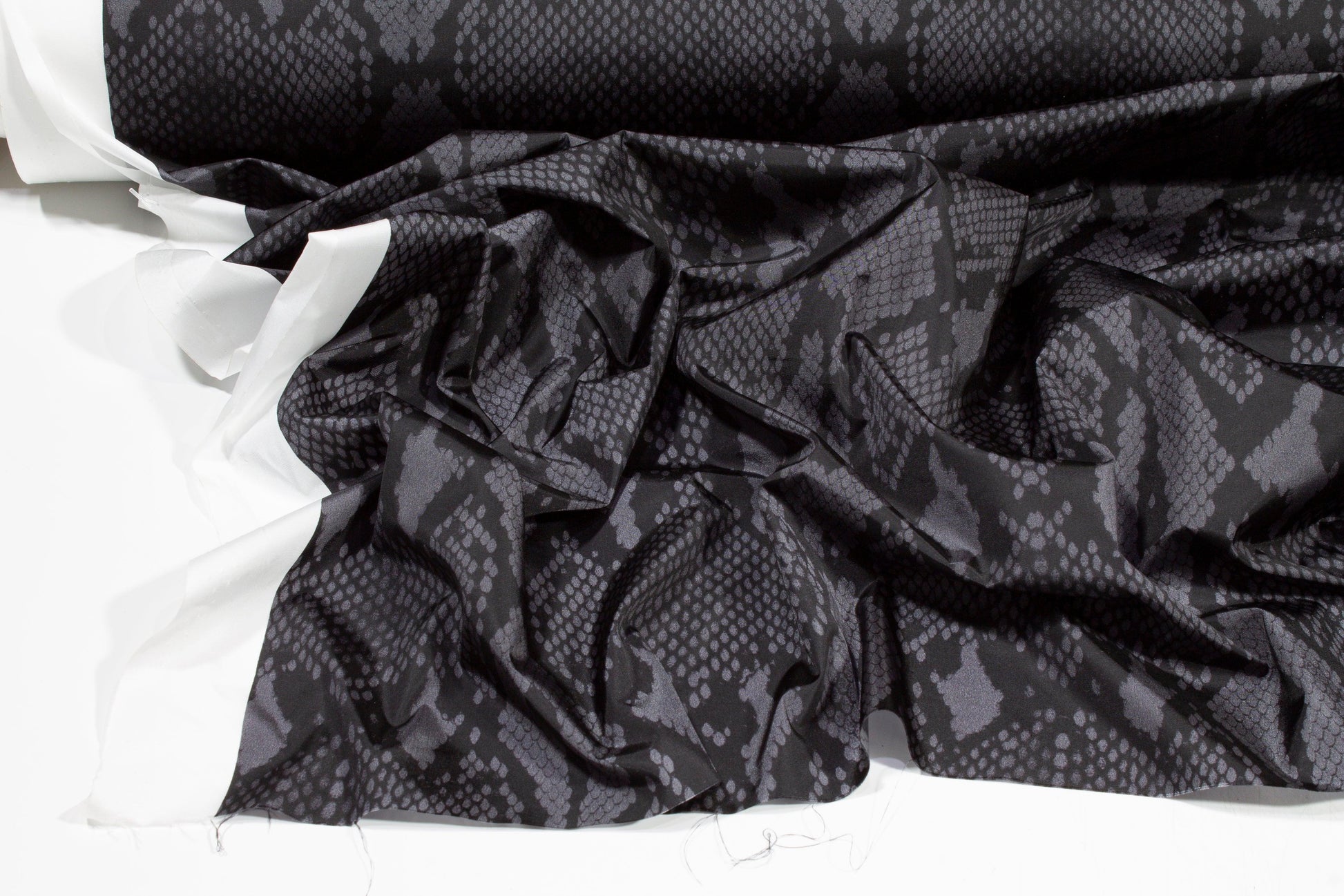 Snake Skin Printed Water-Resistant Nylon - Charcoal Gray - Prime Fabrics