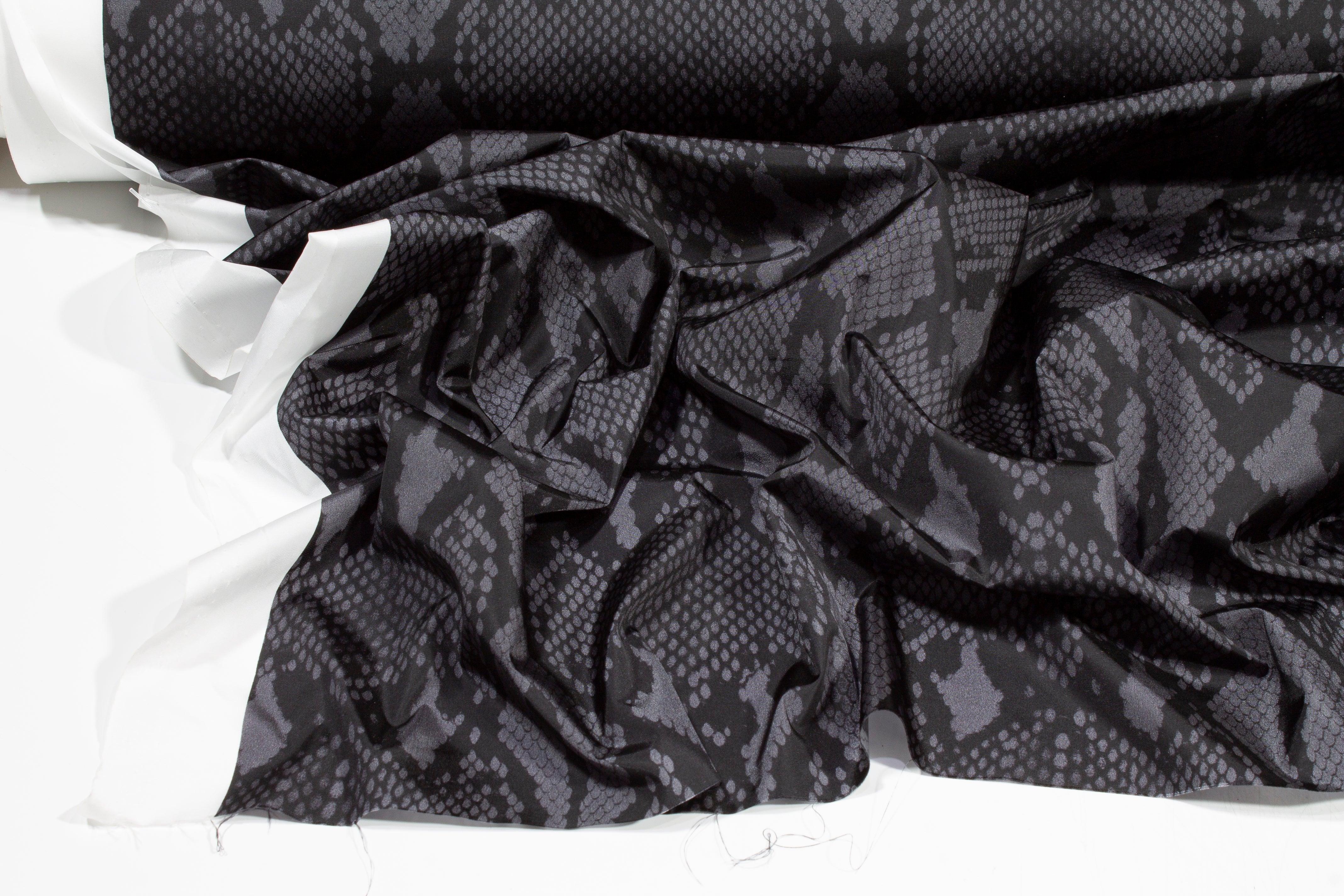 Snake Skin Printed Water-Resistant Nylon - Charcoal Gray - Prime Fabrics
