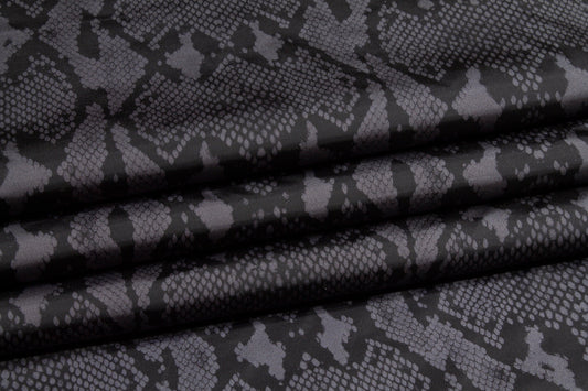 Snake Skin Printed Water-Resistant Nylon - Charcoal Gray - Prime Fabrics