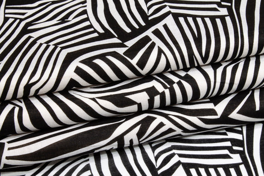 Abstract Zebra Print Cotton Voile - Black and White - Prime Fabrics