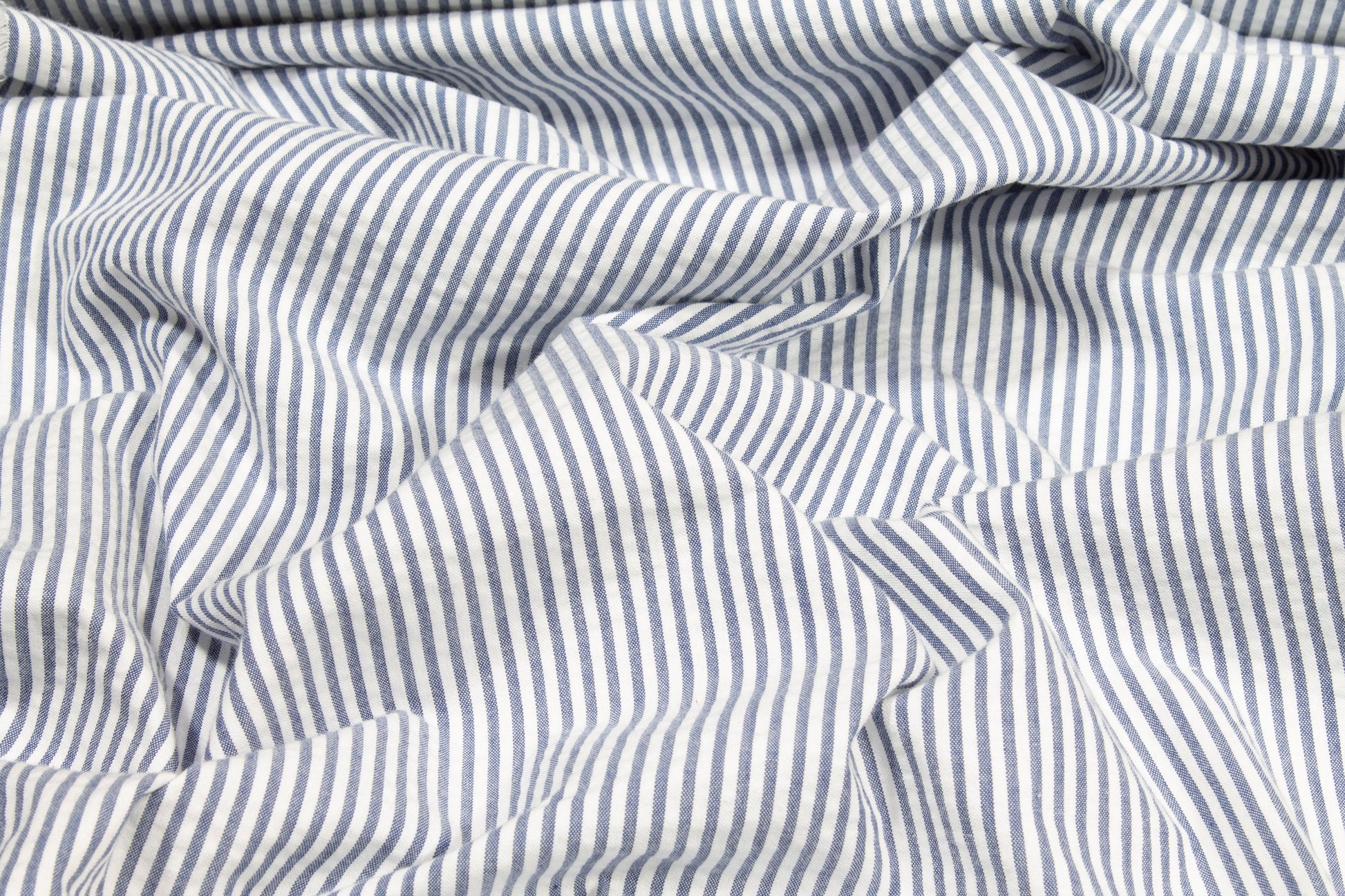 Striped Seersucker Cotton - Blue and White