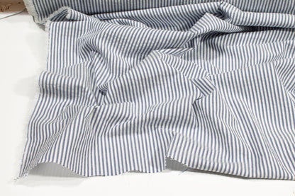 Striped Seersucker Cotton - Blue and White - Prime Fabrics