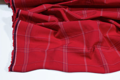 Plaid Cotton Shirting - Red - Prime Fabrics