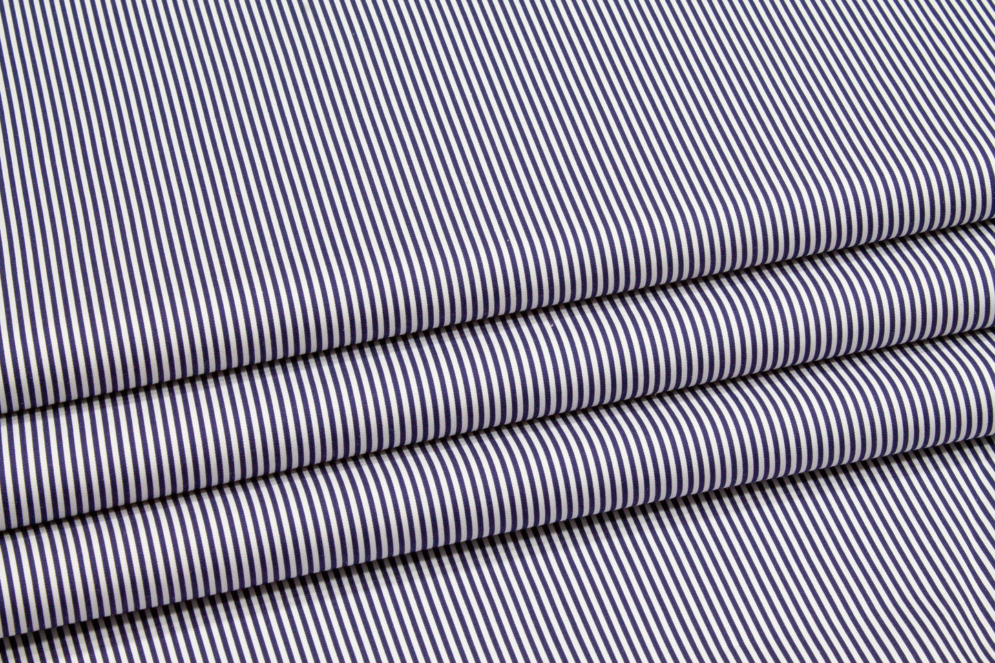 Striped Cotton Stretch Shirting - Navy and White - Prime Fabrics