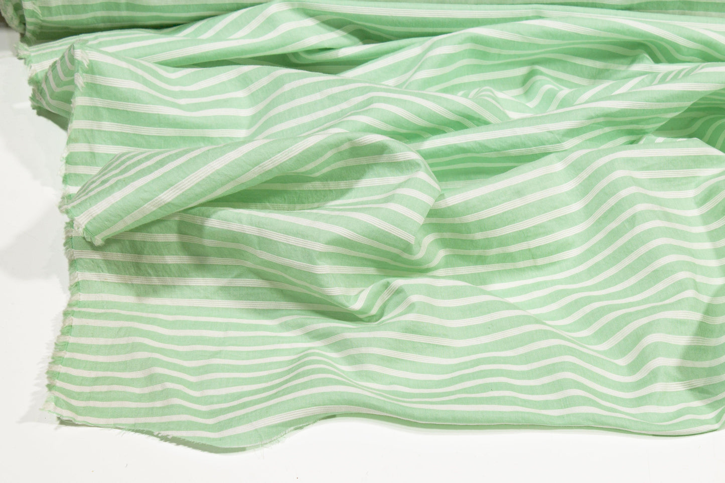 Striped Cotton Voile - Green and White - Prime Fabrics