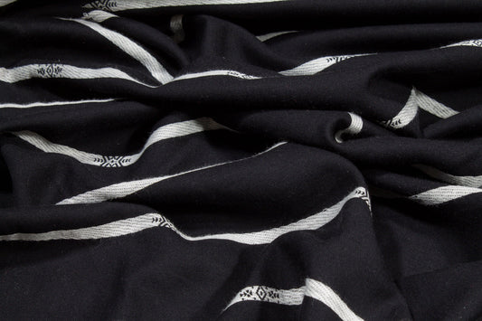 Striped Cotton Voile - Black and Off White - Prime Fabrics