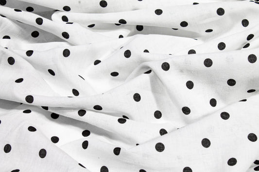 Polka Dot Cotton Voile - Black and White - Prime Fabrics