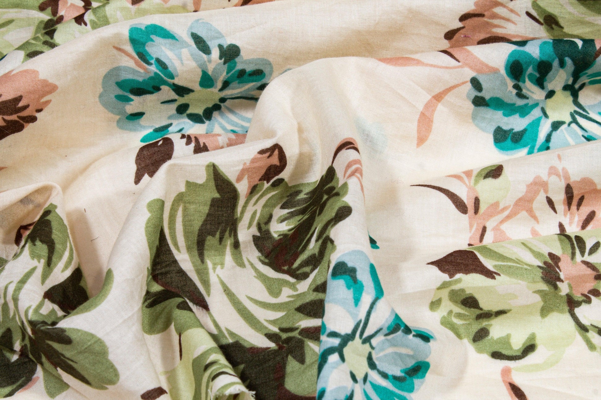 Floral Cotton Voile - Beige Multicolor - Prime Fabrics