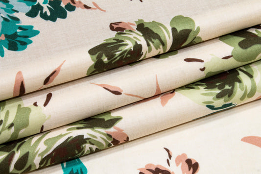 Floral Cotton Voile - Beige Multicolor - Prime Fabrics