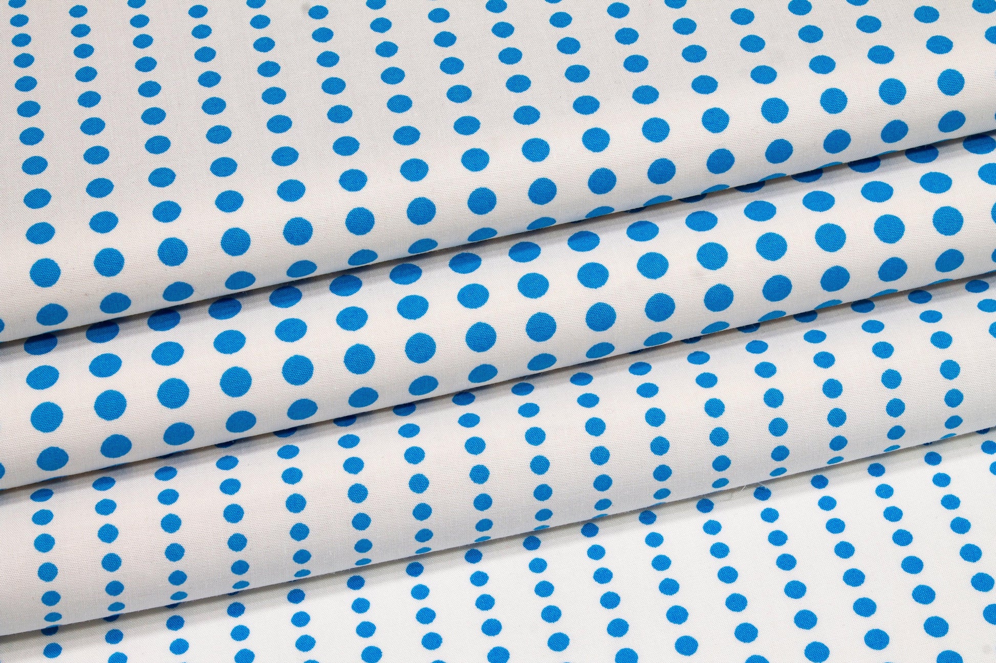 Polka Dot Cotton Print - Blue and White - Prime Fabrics