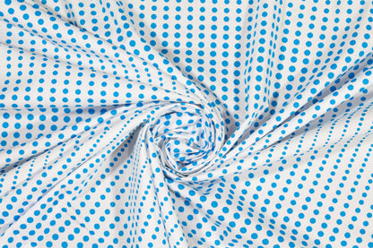 Polka Dot Cotton Print - Blue and White - Prime Fabrics