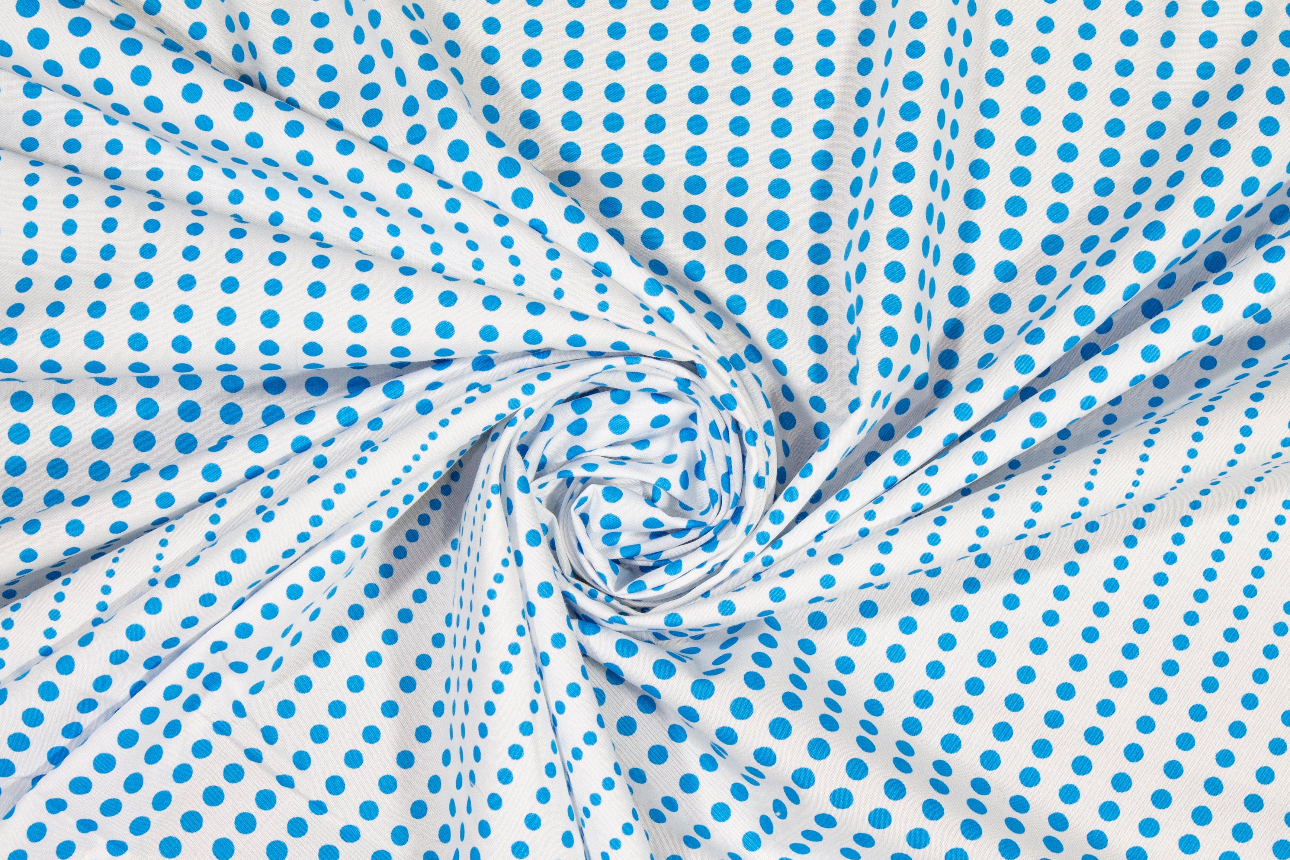 Polka Dot Cotton Print - Blue and White - Prime Fabrics