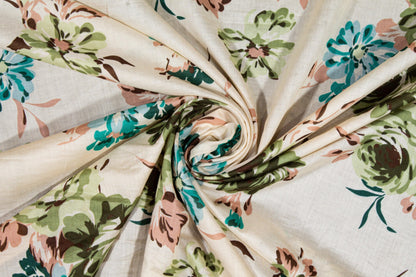 Floral Cotton Voile - Beige Multicolor - Prime Fabrics
