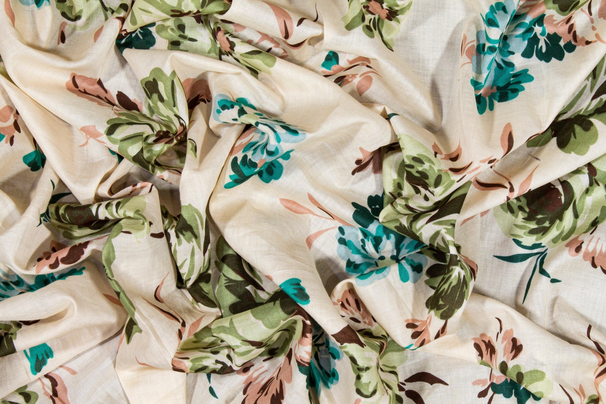 Floral Cotton Voile - Beige Multicolor - Prime Fabrics
