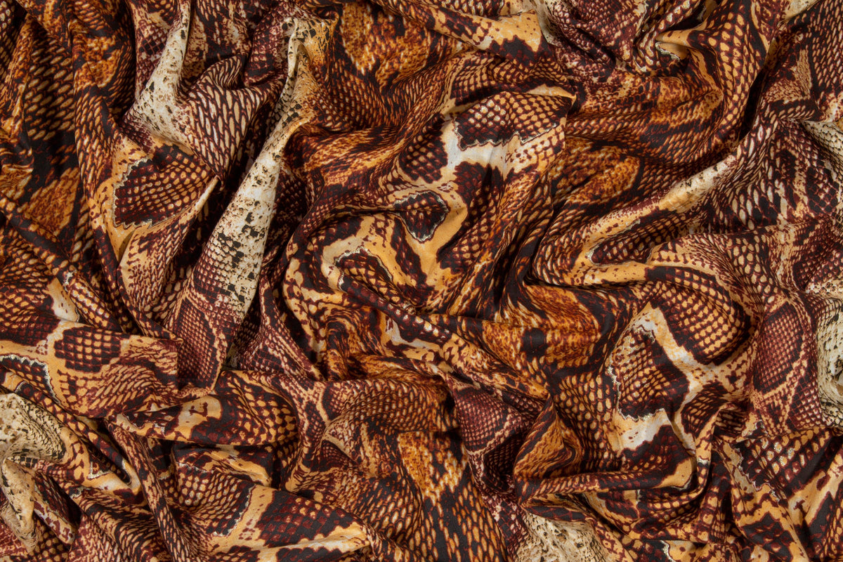 Snake Skin Printed Cotton Voile - Brown