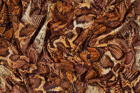 Snake Skin Printed Cotton Voile - Brown - Prime Fabrics