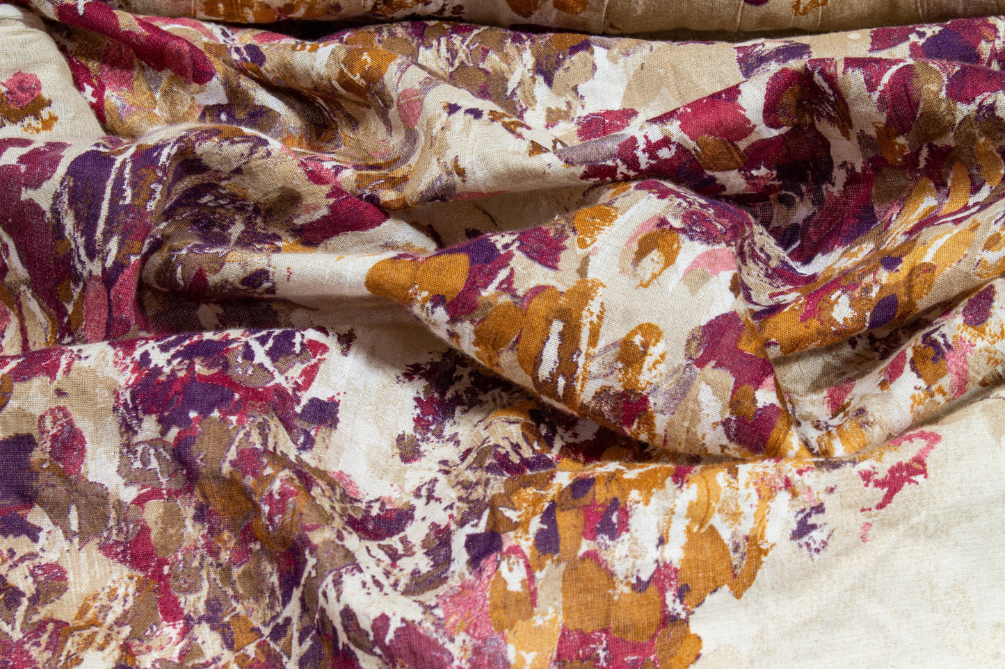 Crushed Abstract Splatter Cotton and Linen Blend - Multicolor - Prime Fabrics