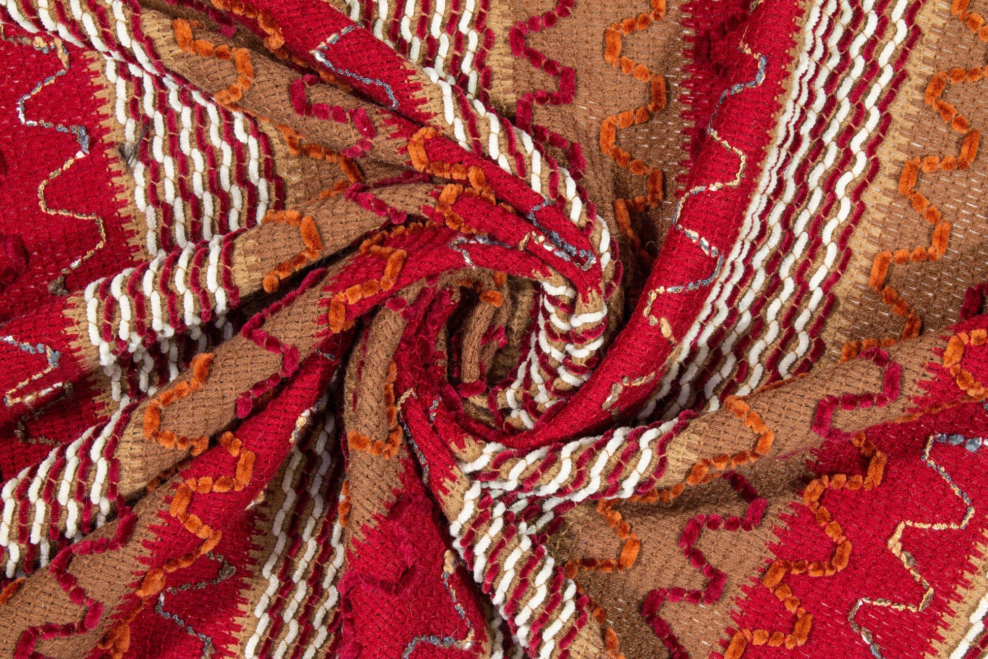Red and Brown Polyester Knit - Prime Fabrics