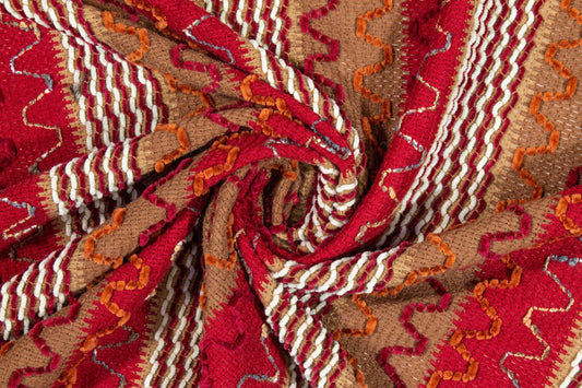 Red and Brown Polyester Knit - Prime Fabrics