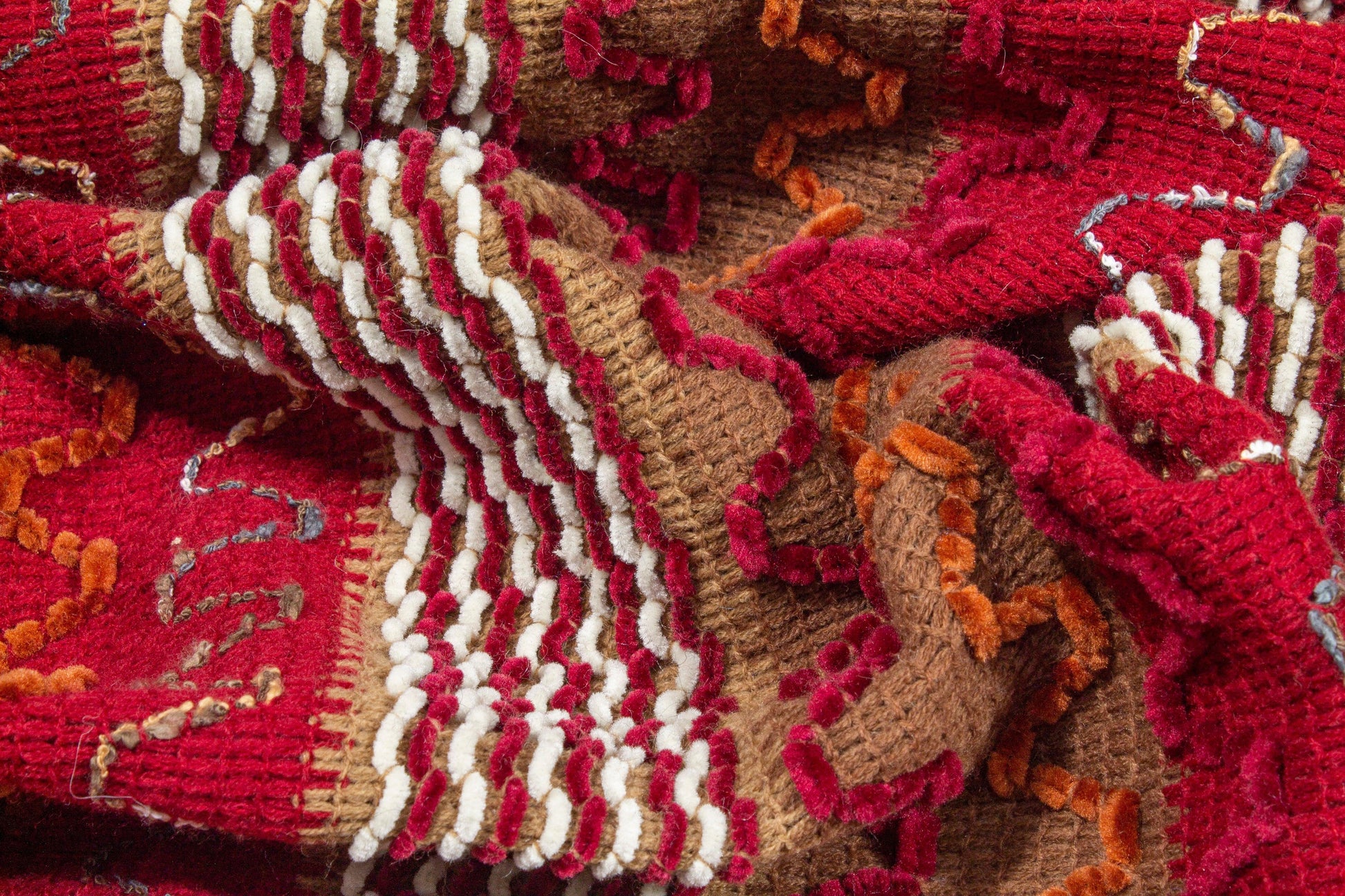 Red and Brown Polyester Knit - Prime Fabrics