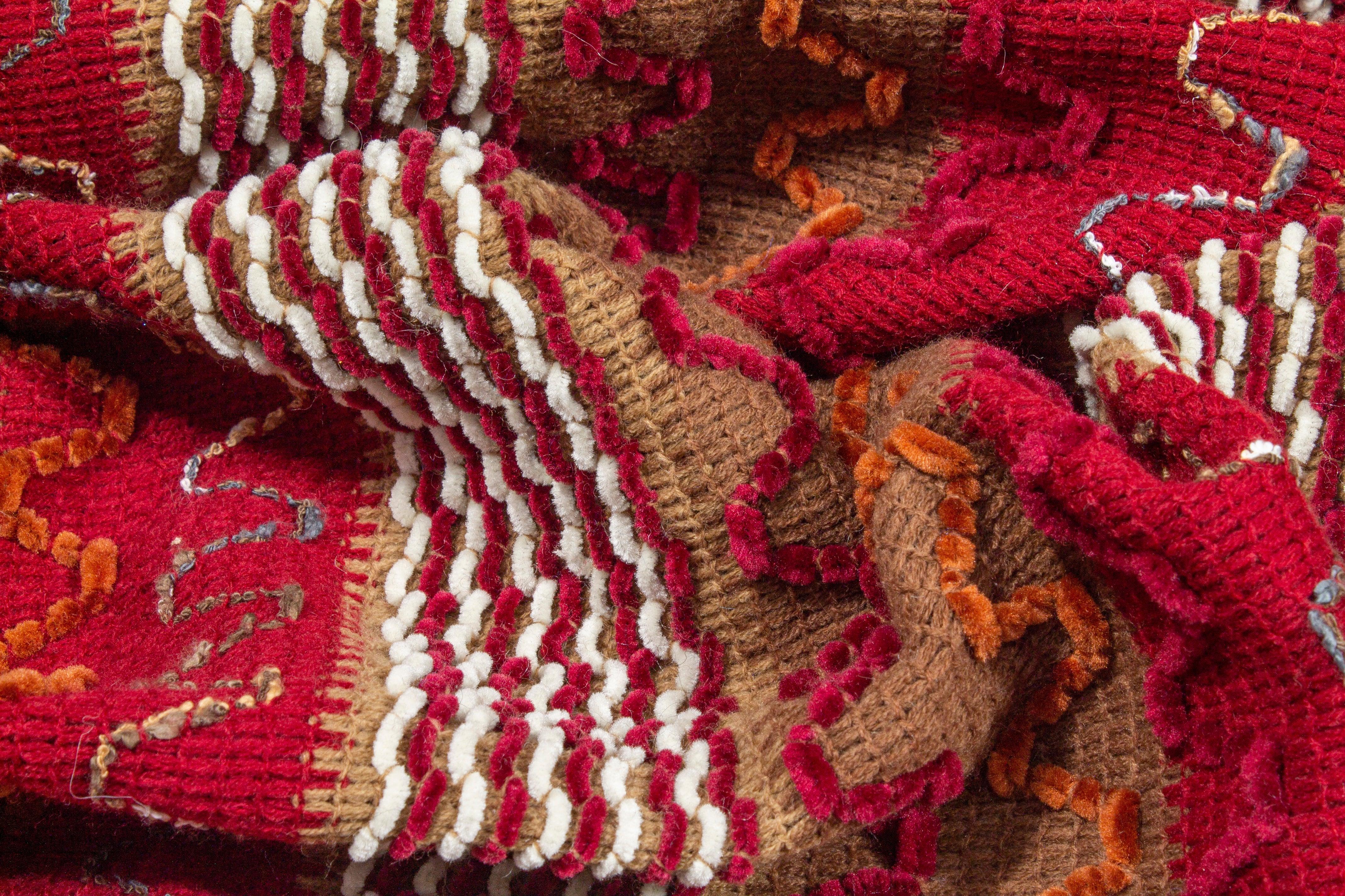 Red and Brown Polyester Knit - Prime Fabrics