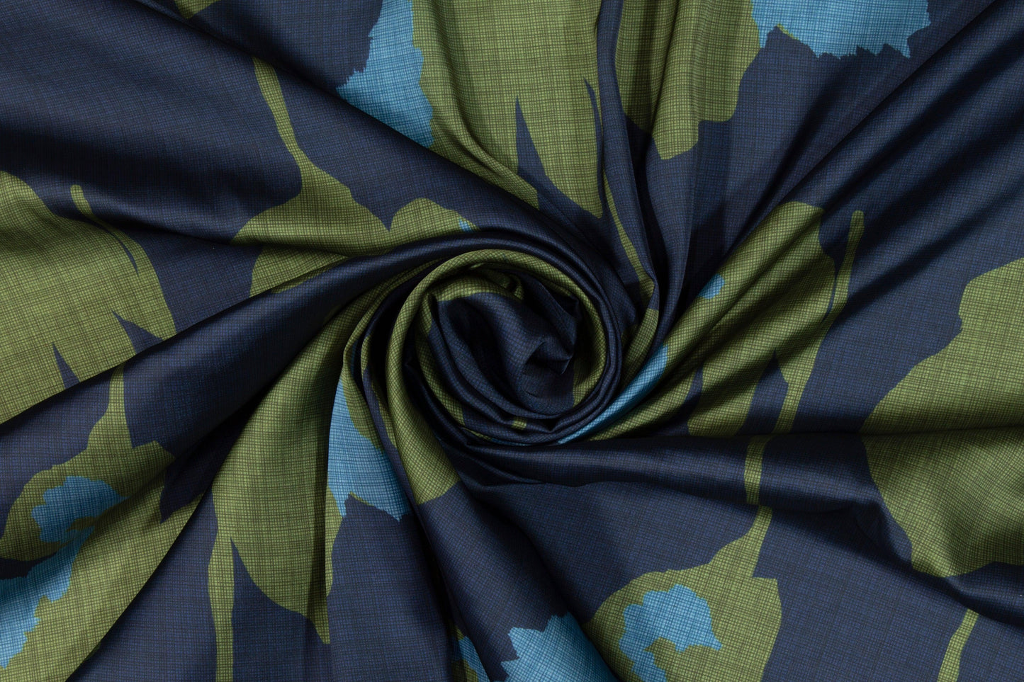 Floral Italian Charmeuse - Green and Blue - Prime Fabrics