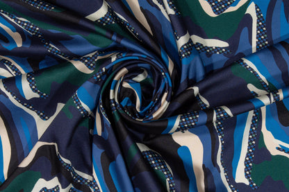 Italian Acetate Charmeuse - Blue and Green - Prime Fabrics