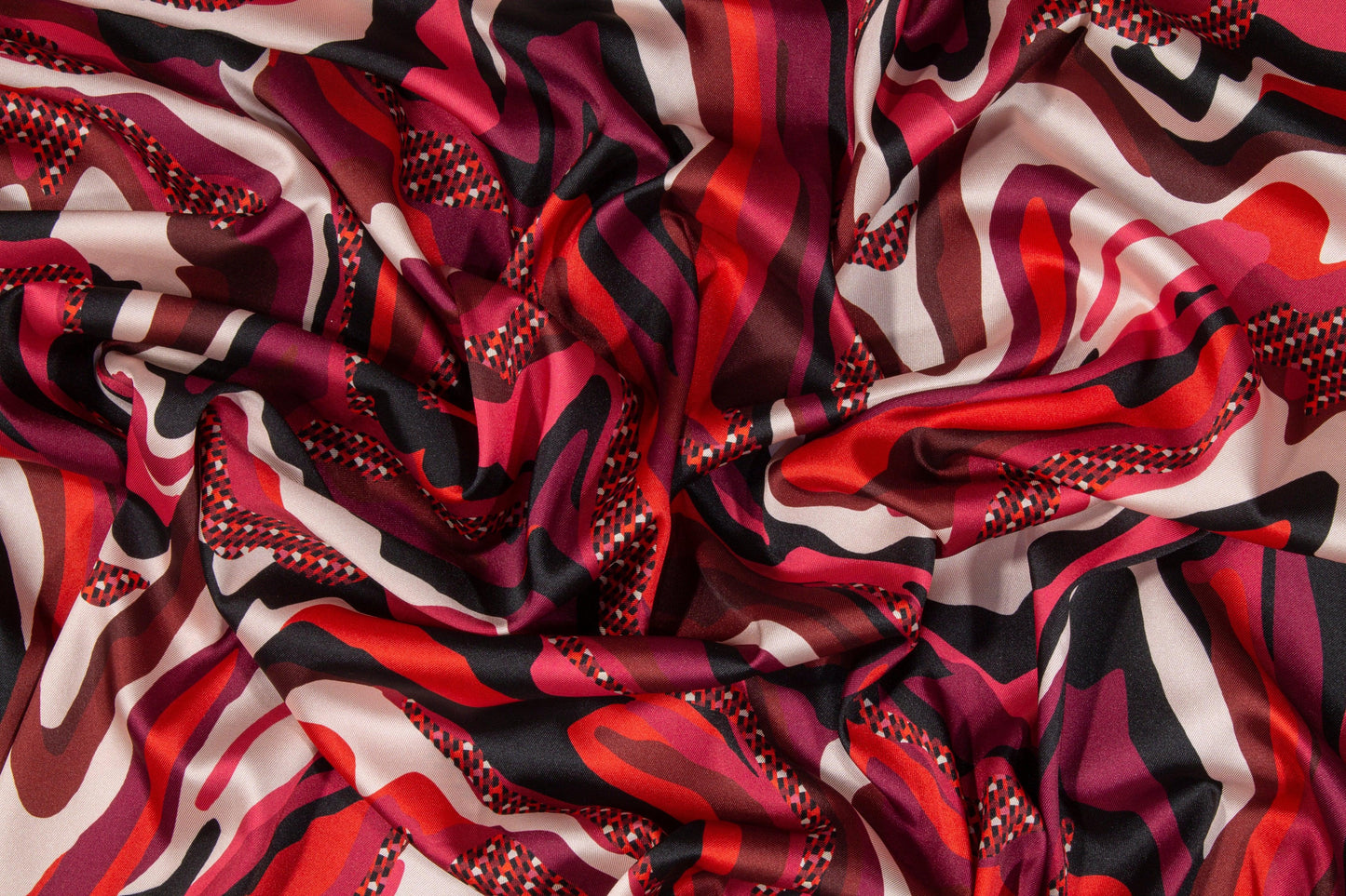 Italian Acetate Charmeuse - Red, Magenta, Purple - Prime Fabrics