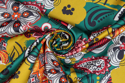 Multicolor Paisley Floral Italian Charmeuse - Prime Fabrics