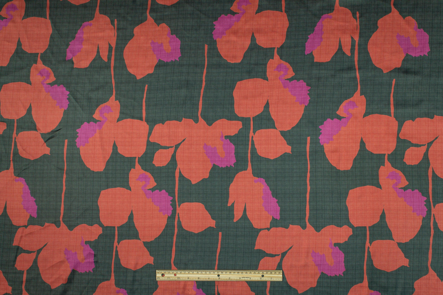 Floral Italian Charmeuse - Red, Purple, Gray - Prime Fabrics