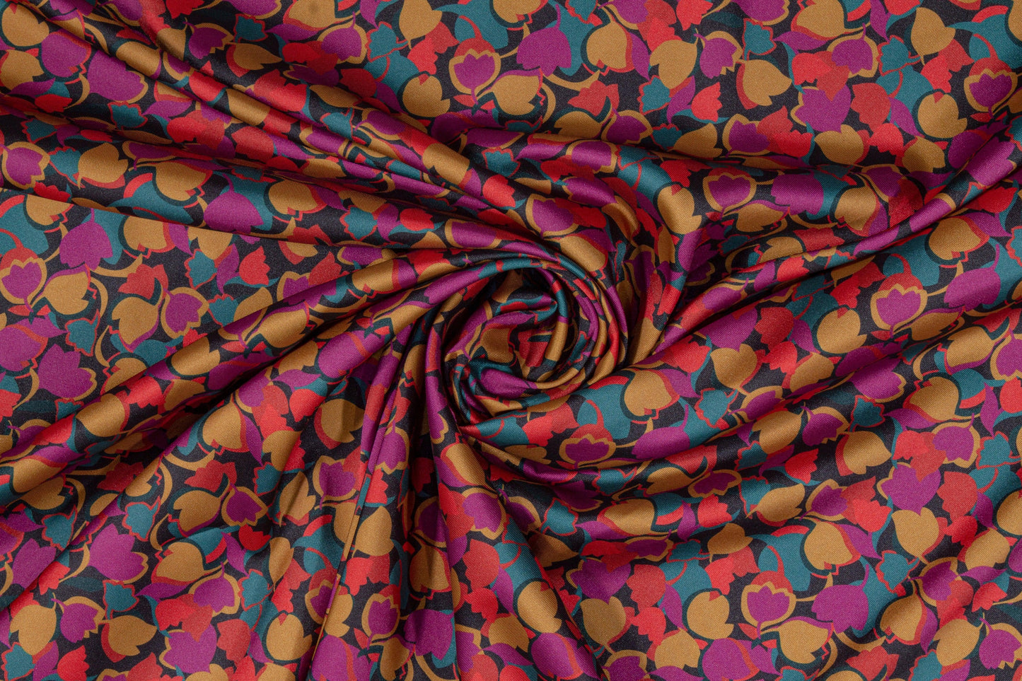 Italian Acetate Charmeuse - Multicolor Hearts - Prime Fabrics