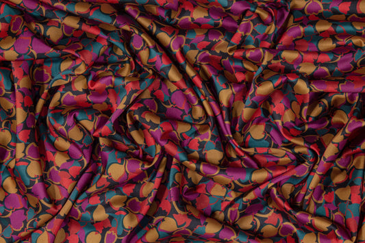 Italian Acetate Charmeuse - Multicolor Hearts - Prime Fabrics