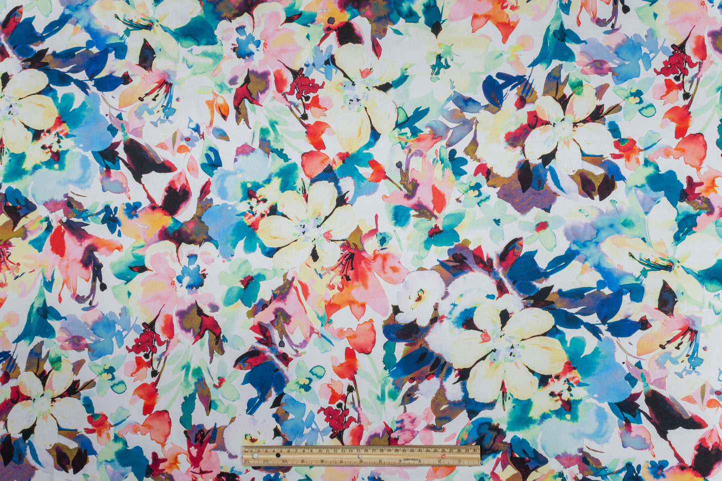 Watercolor Floral Italian Acetate Charmeuse - Prime Fabrics