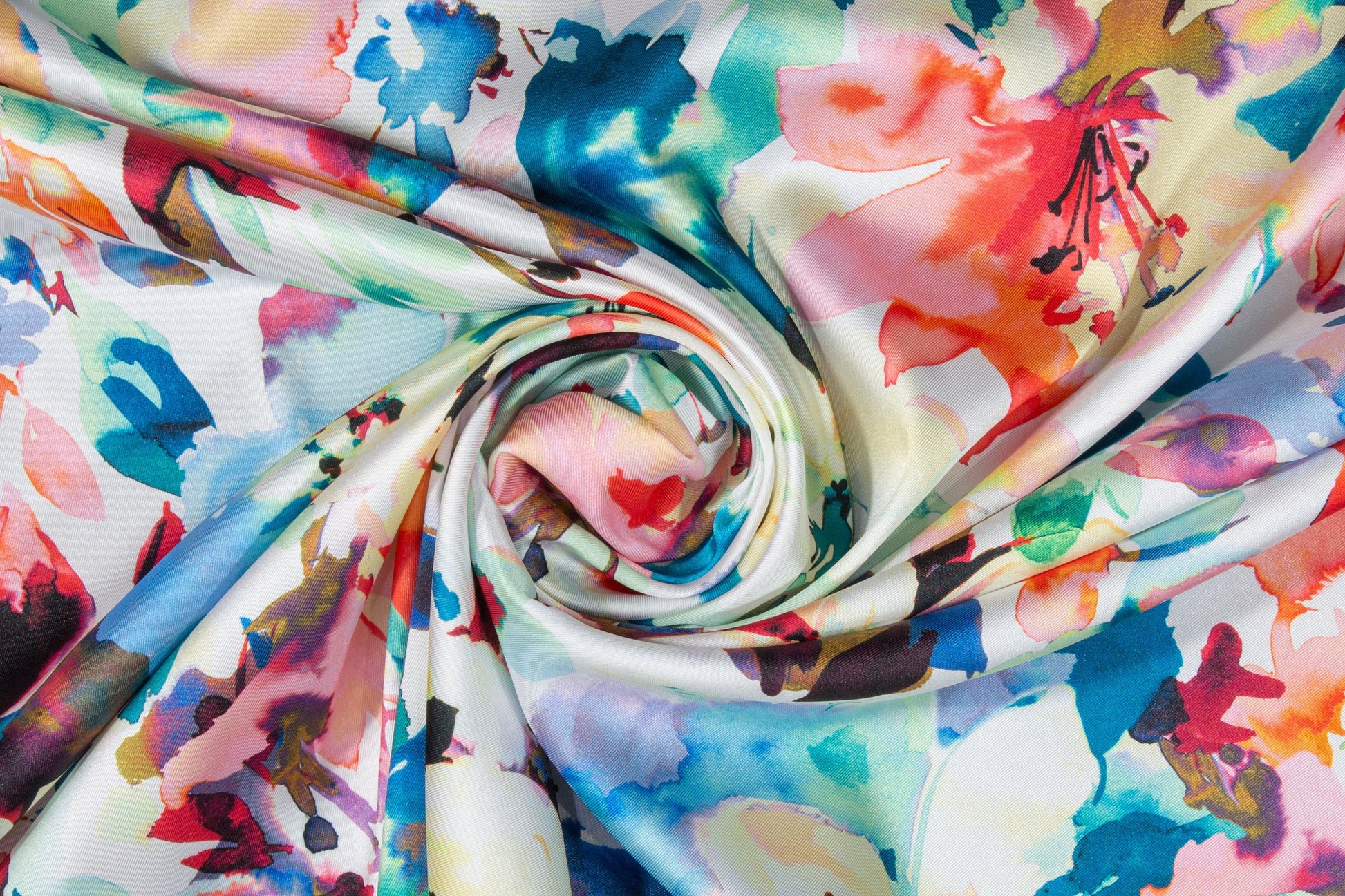 Watercolor Floral Italian Acetate Charmeuse - Prime Fabrics