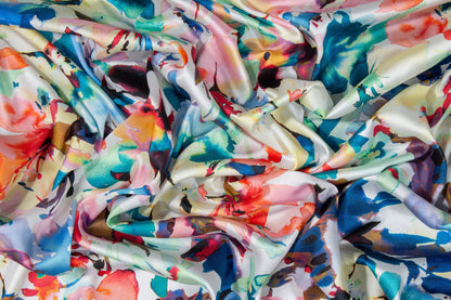 Watercolor Floral Italian Acetate Charmeuse - Prime Fabrics