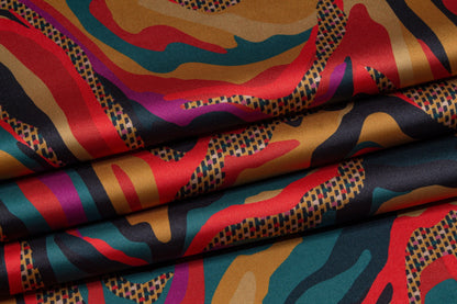 Italian Acetate Charmeuse - Gold, Green, Red - Prime Fabrics
