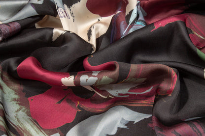 Floral Italian Charmeuse - Green, Blue, Red - Prime Fabrics